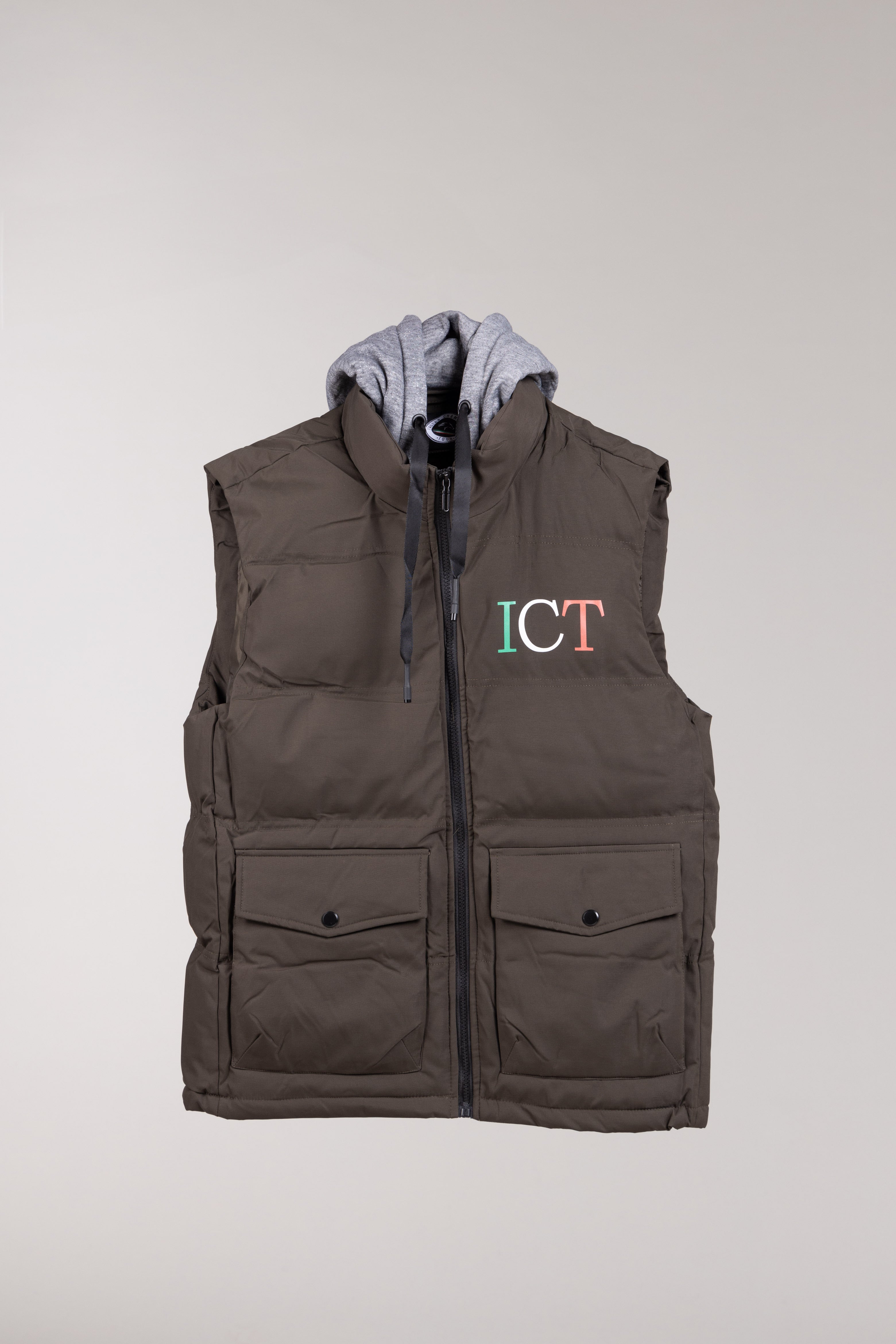 Gilet con cappuccio in tessuto