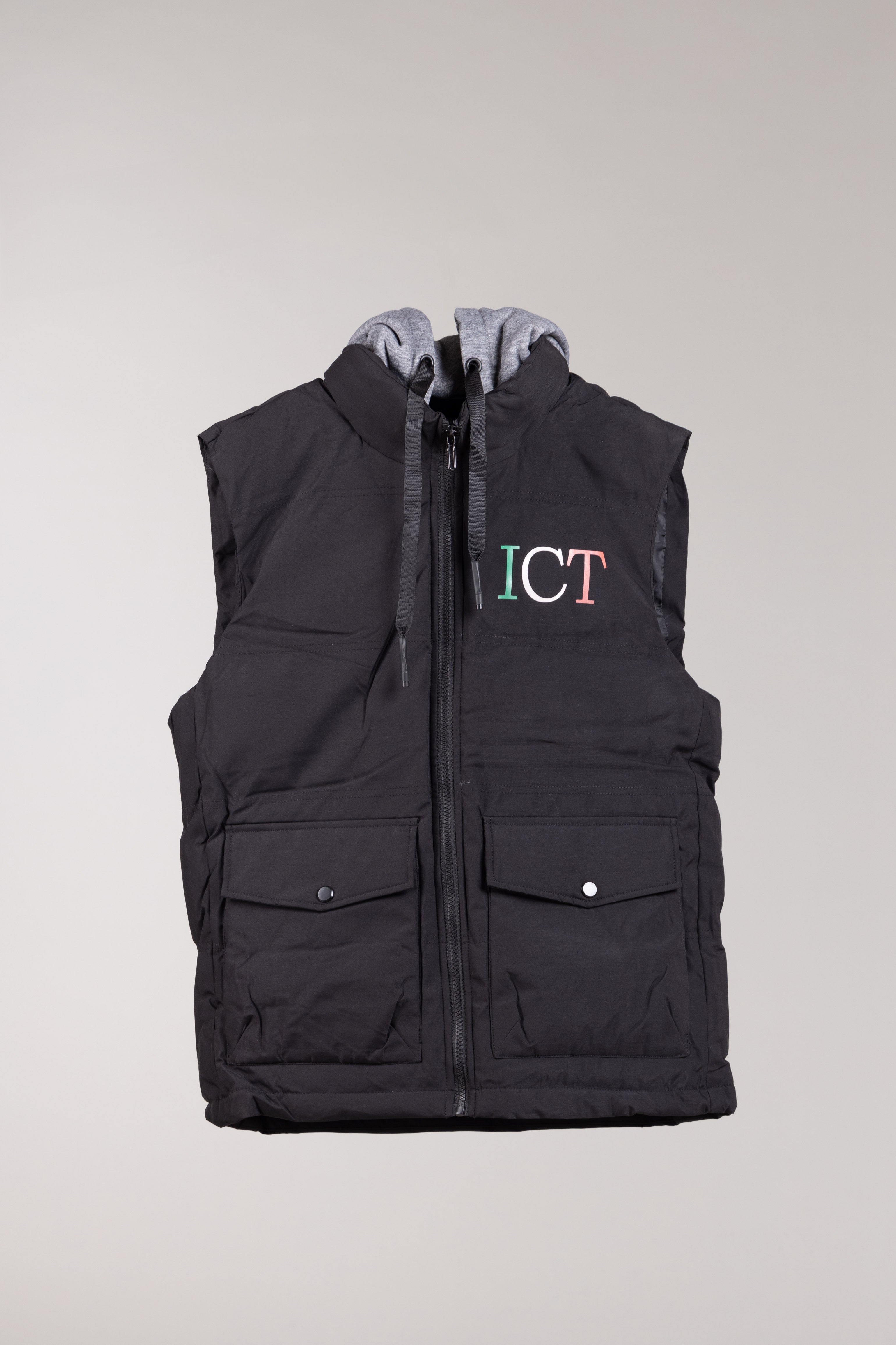 Gilet con cappuccio in tessuto