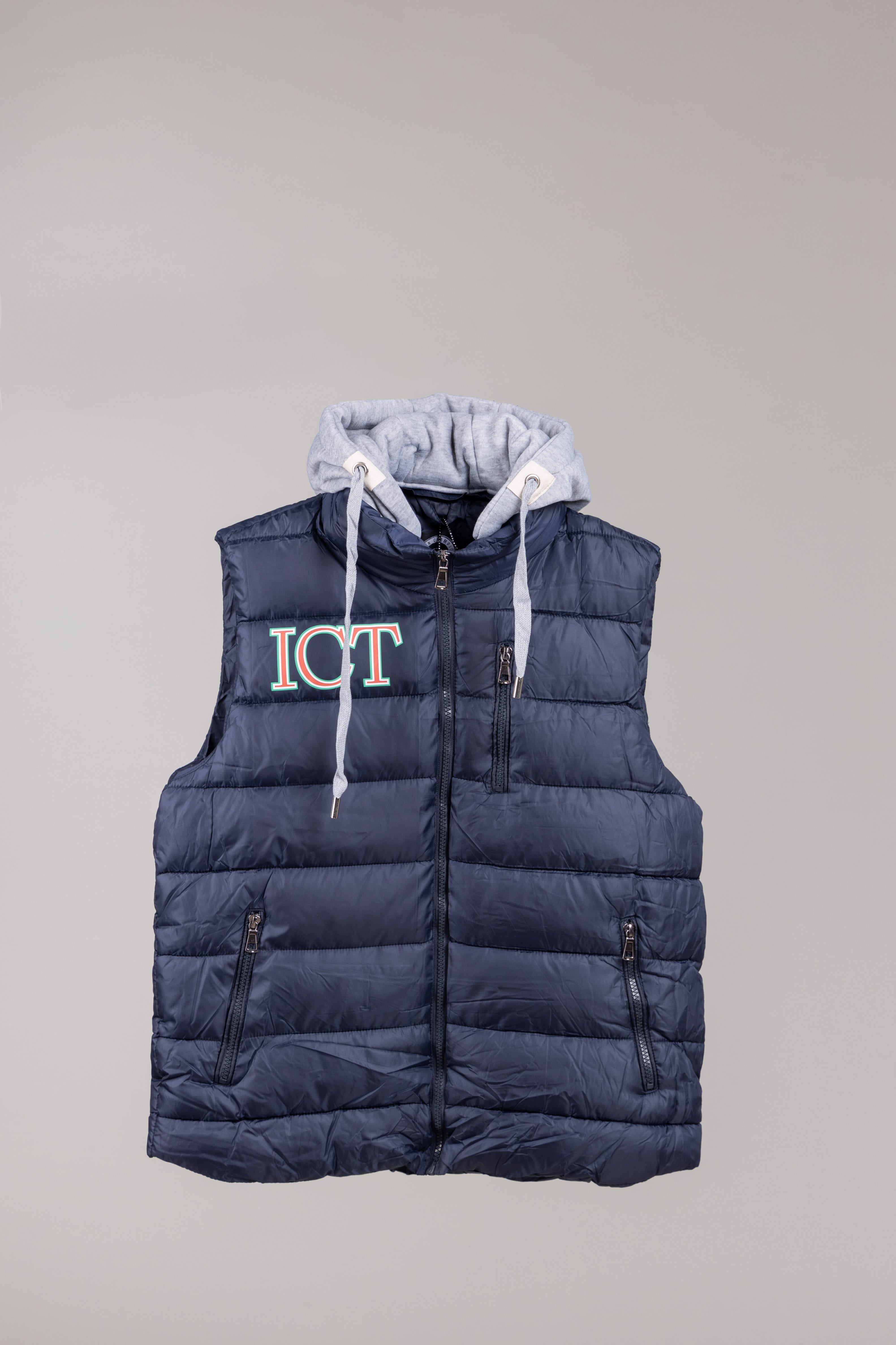 Gilet con cappuccio in tessuto