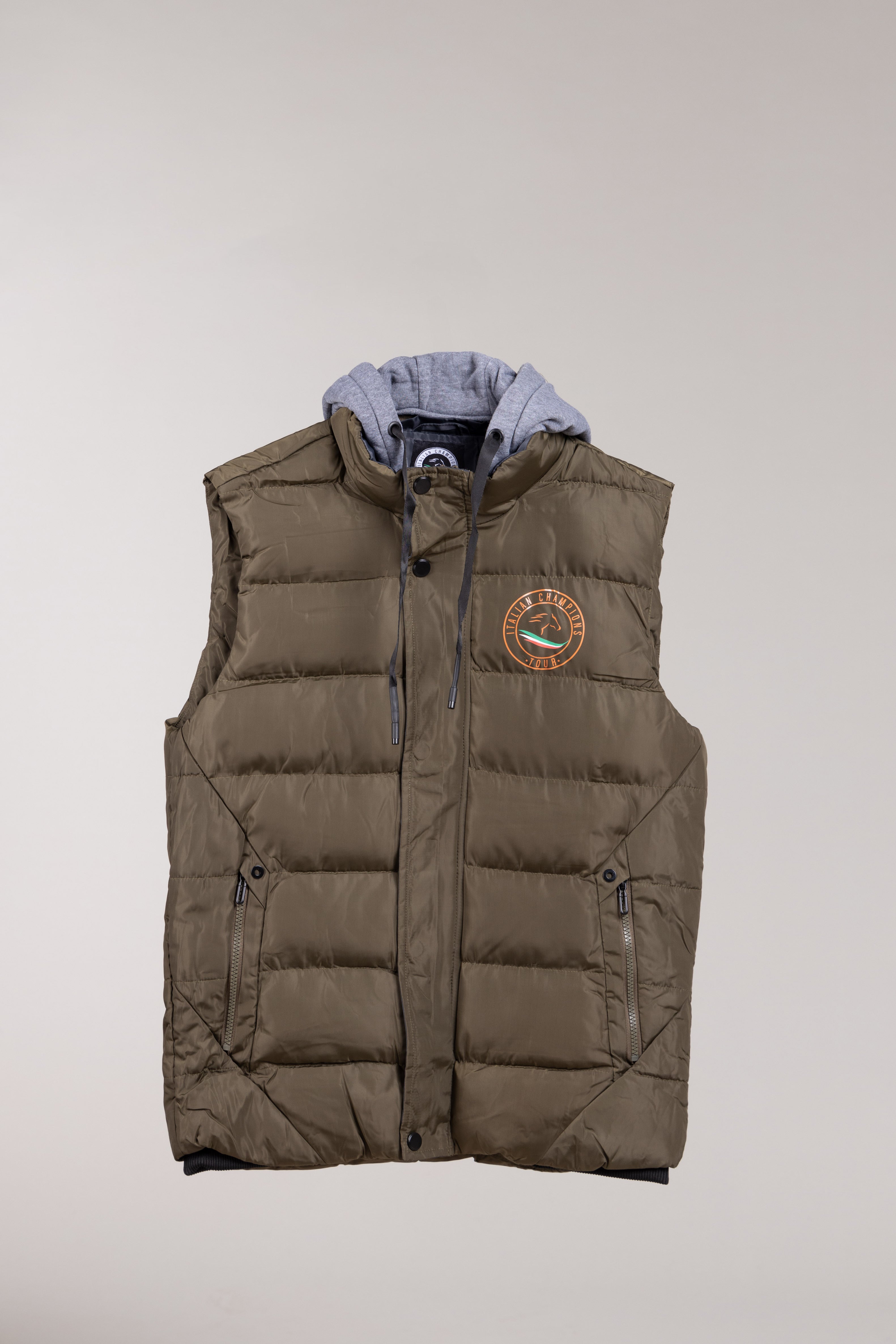 Gilet con cappuccio in tessuto